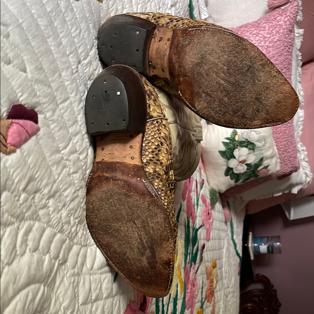 Snakeskin Cowboy Boots with Embossed Design - Picture 11 of 12